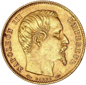 Tête laurée de Napoléon III à droite.