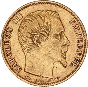 Tête laurée de Napoléon III à droite.