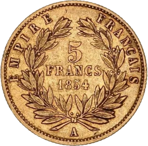 L'inscription 5 francs entourée d'une couronne de laurier.
