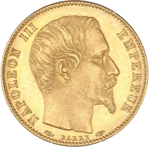 Tête laurée de Napoléon III à droite.