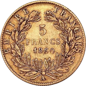 L'inscription "5francs" entourée d'une couronne de laurier.