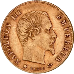 L'inscription "5francs 1860" entourée d'une couronne de laurier.