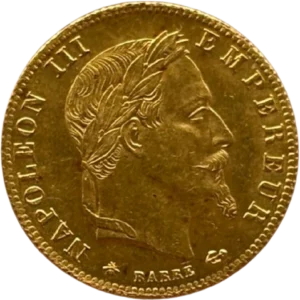 Tête laurée de Napoléon III à droite.