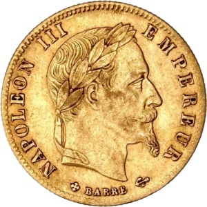 Tête laurée de Napoléon III à droite.