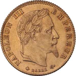 Tête laurée de Napoléon III à droite.