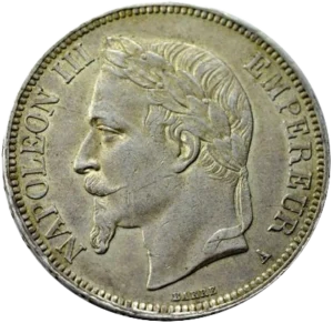 Tête laurée de Napoléon III à gauche.