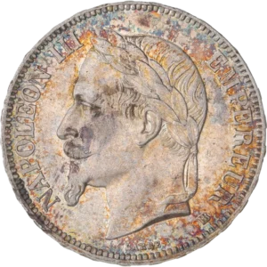 Tête laurée de Napoléon III à gauche.