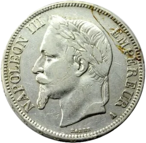 Tête laurée de Napoléon III à gauche.