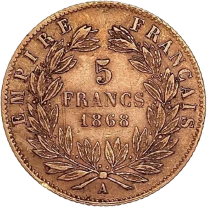L'inscription "5francs" entourée d'une couronne de laurier.