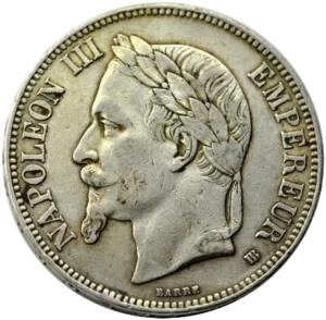 Tête laurée de Napoléon III à gauche.