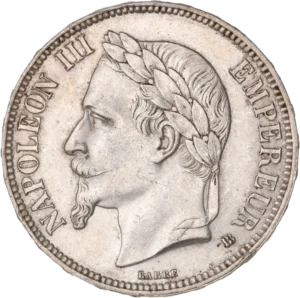 Tête laurée de Napoléon III à gauche.