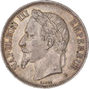 Tête laurée de Napoléon III à gauche.