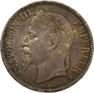 Tête laurée de Napoléon III à gauche.