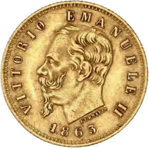 Tête de Victor Emmanuel II à gauche.