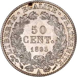 50 CENT. dans une couronne de lauriers.