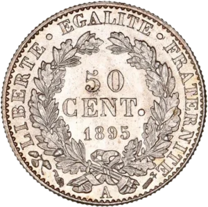 50 CENT. dans une couronne de lauriers.