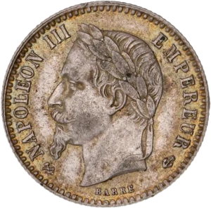 Tête laurée Napoléon III à gauche.