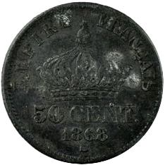 50 CENT. au dessous d'une couronne.