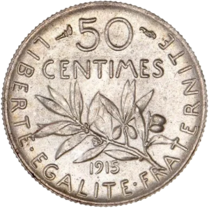 50 centimes au-dessus d'une branche d’olivier.
