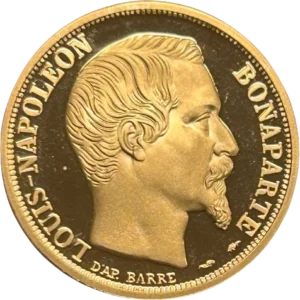 Tête laurée de Napoléon III à droite.