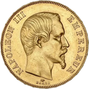 Tête nue de Napoléon III à droite.