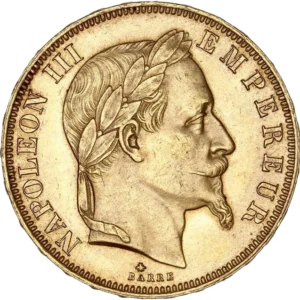 Tête laurée de Napoléon III à droite.