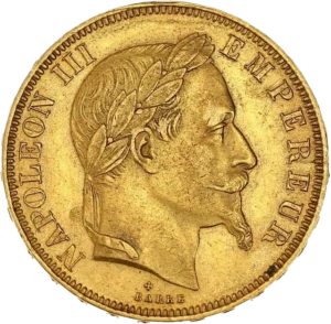 Tête laurée de Napoléon III à droite.