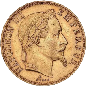 Tête laurée de Napoléon III à droite.