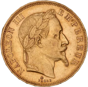 Tête laurée de Napoléon III à droite.