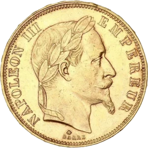 Tête laurée de Napoléon III à droite.