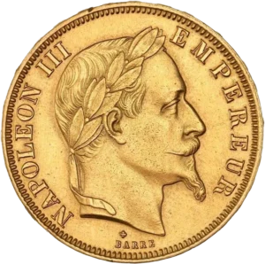 Tête laurée de Napoléon III à droite.