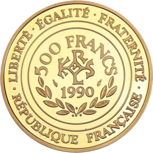 Monogramme carolingien au dessus d'une couronne de lauriers.