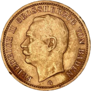 Tête nue de Frederic II à gauche.