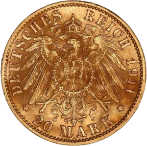 Aigle impérial couronné et décoré d'un blason.