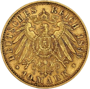 Aigle impérial couronné et décoré d'un blason.