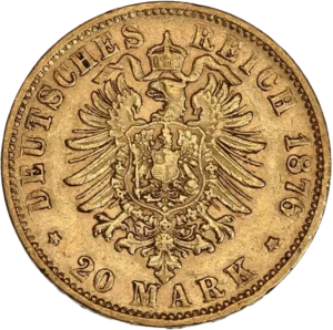 Aigle impérial couronné et décoré d'un blason.