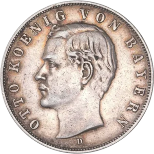 Tête nue du roi Othon de Bavière à gauche.