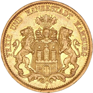 Aigle impérial couronné et décoré d'un blason.