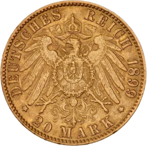 Aigle impérial couronné et décoré d'un blason.