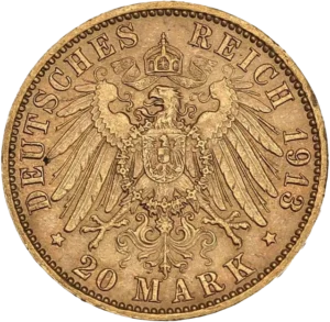 Aigle impérial couronné et décoré d'un blason.