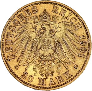 Aigle impérial couronné et décoré d'un blason.