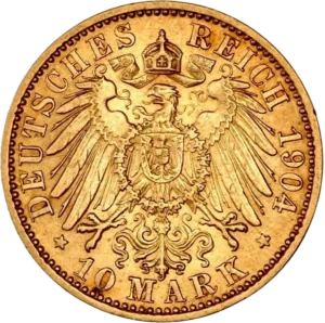 Aigle impérial couronné et décoré d'un blason.