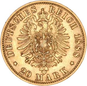 Aigle impérial couronné et décoré d'un blason.