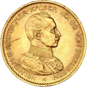 Buste de Guillaume II à droite.