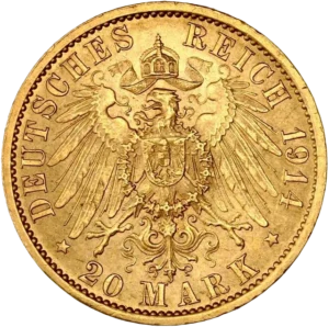 Aigle impérial couronné et décoré d'un blason.