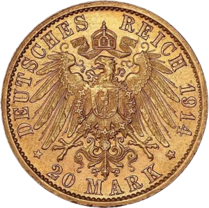 Aigle impérial couronné et décoré d'un blason.