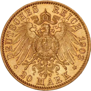 Aigle impérial couronné et décoré d'un blason.