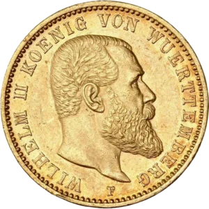 Tête nue de Guillaume II à droite.