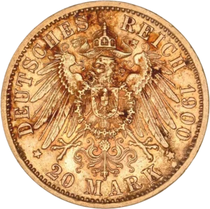 Aigle impérial couronné et décoré d'un blason.