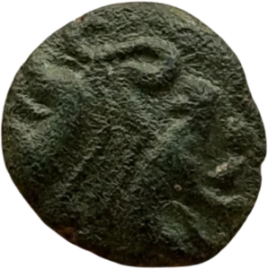 Deux sangliers affrontés dos à dos ; au milieu, trois annelets ; à droite un bucrane et à gauche une esse.